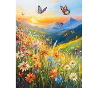 Liguolnn Square Diamond Painting Kits for Adults & Kids, Full Drill Butterfly Landscape 5D Diamond Art, Perfect for Stress Relief Hobby, DIY Beginners Home Wall Decor Perfect Idea, 60x80cm A-344