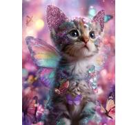 Liguolnn Square Diamond Painting Kits for Adults & Kids, Full Drill Cat Fantasy 5D Diamond Art, Perfect for Stress Relief Hobby, DIY Beginners Home Wall Decor Perfect Gifts Idea, 80x100cm A-708