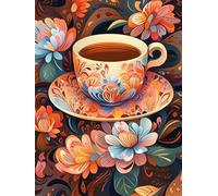 Liguolnn Square Diamond Painting Kits for Adults & Kids, Full Drill Flower Cup 5D Diamond Art, Perfect for Stress Relief Hobby, DIY Beginners Home Wall Decor Perfect Gifts Idea, 60x80cm A-378