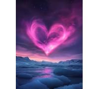 Liguolnn Square Diamond Painting Kits for Adults & Kids, Full Drill Heart Aurora 5D Diamond Art, Perfect for Stress Relief Hobby, DIY Beginners Home Wall Decor Perfect Gifts Idea, 60x80cm A-1078