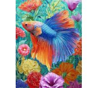 Liguolnn Square Diamond Painting Kits for Adults & Kids, Full Drill Koi Flower 5D Diamond Art, Perfect for Stress Relief Hobby, DIY Beginners Home Wall Decor Perfect Gifts Idea, 20x30cm A-523