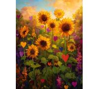 Liguolnn Square Diamond Painting Kits for Adults & Kids, Full Drill Sunflower Love 5D Diamond Art, Perfect for Stress Relief Hobby, DIY Beginners Home Wall Decor Perfect Gifts Idea, 40x50cm A-1053