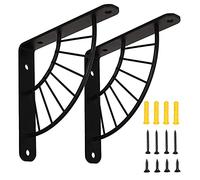 LIGUOYI Metal Bracket Triangle, 2Pcs Gold Shelf Brackets, Brackets For Shelves, With Fixings, For Table Bookshelf Wood Board Furniture Window, Floating Shelf Brackets, Microwave Wall Brackets