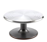 LIGUOYI Rotating Cake Turntable Stand, Aluminium Alloy Rotating Cake Turntable, 10" 12" 14" Round Smooth Swivel Plate, Silicone Anti-slip Mat, Three-segment Scale Circle, Baking Cake Supplies
