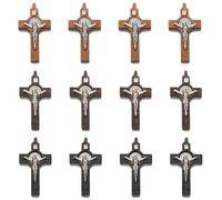 LiHan1028 12pcs Mixed three color Wooden Crucifix Cross Religious Decoration for Catholic Wooden Jesus Cross