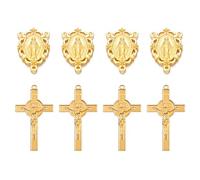 LiHan1028 20pcs/10set Antique silver Medal Rosary Center Pieces and Saint Benedict INRI Crucifix Charms for Jewelry Making Supplies (10+10pcs), 3.1cm, Alloy, No Gemstone