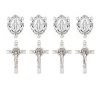 LiHan1028 20pcs/10set Antique silver Medal Rosary Center Pieces and Saint Benedict INRI Crucifix Charms for Jewelry Making Supplies (10+10pcs), 3.1cm, Alloy, No Gemstone