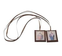 LiHan1028 3pack Religious Scapular with Brown Cord with Sacred Images, 25.19 inch Chain Length, Catolicos Brown Scapulars Catholic Necklace