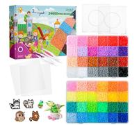 LIHAO 2.6mm Fuse Beads Kit for Crafts, 24000 pcs 48 Colors Mini Fuse Beading Kit Multicolored Iron, Great Supplies for Fuse Beads Artist