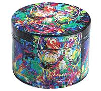 LIHAO 2 inch Grinder 4 Layer Zinc Alloy Spice Grinder for Halloween Day of The Dead Decorations - Yellow Eyes Skull
