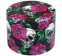 LIHAO 2 inch Grinder 4 Layer Zinc Alloy Spice Grinder - Rose & Skull Design for Halloween Day of The Dead Decor