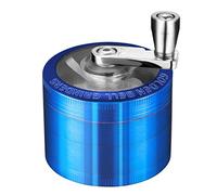LIHAO 2 inch Hand Cranked Spice Grinder with Pollen Scraper Foldable Handle Grinder - 4 Layers Zinc Alloy - Blue
