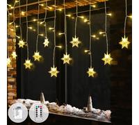 LIHAO 4M Snowflake Curtain String Light with Remote 19 Drops Christmas Tree Lights Decor Xmas Party Decoration