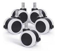 LIHAO 5 x Universal Abrasion Resistant Castors with Safety Brake for Hard Floors (White and Black, 11/50 mm)