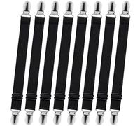 LIHAO 8 PCS Adjustable Bed Sheet Fasteners Elastic Bed Sheet Straps Fitted Bed Sheet Clips for Bedding Bedsheet Holder Straps Mattress Covers (Black)