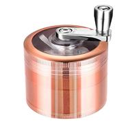 LIHAO Grinder 4 Layers Spice Grinder with Hand Crank Pollen Scraper Grinders Zinc Alloy 2 inch Spices Grind for Dried Spices - Rose Gold