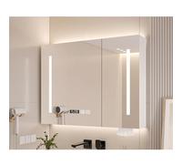 LIHDNGXM Bathroom Mirror Cabinet Clock/Temper Display, Wall Mount LED Lighted Medicine Cabinet With Touch Control, Anti-Fog HD Mirror & Large Storage Compartment