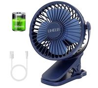 LIHELEI Rechargeable Clips on USB Desk Fan - 2600mAh Powerful Airflow Low Noise- Portable Personal Fan for Baby Stroller Camping Home Office Travel Blue