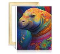 LiHEQING Canvas Oil Painting Manatee in DIY Paint by Numbers Kits with Brushes and Acrylic Number Painting Art with Frame(30x40cm)