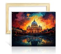 LiHEQING Canvas Oil Painting Vatican City Digital Painting Kit Adults with Brushes and Acrylic Art Paint by Numbers Kits DIY Frame(40x50cm)