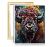 LiHEQING Digital Painting Kits Bison Painting DIY Paint by Number with Brushes and Acrylic Perfect Home Wall Decor with Frame(30x40cm)