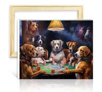 LiHEQING Digital Painting Kits Dogs Playing Poker DIY Oil Painting by Numbers Canvas Crafts Art Picture for Home Decor No Frame(30x40cm)