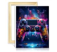 LiHEQING Digital Painting Kits Game Controller DIY Oil Painting Paint by Number Kit Adults for Home Wall Decor with Frame(40x50cm)