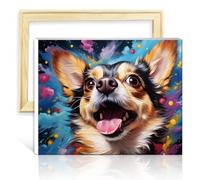 LiHEQING Oil Painting by Numbers Kits Chihuahua Dog Paint by Numbers Adults Kits on Canvas for Wall Art Decor No Frame(40x50cm)