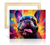 LiHEQING Oil Painting by Numbers Kits French Bulldog Adults Paint Kits with 3 Brushes & Acrylic Paints Artwork Adult Paint No Frame(30x40cm)