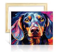 LiHEQING Oil Painting Kit Paint by Number Paintting Dachshund Paint by Numbers Adults Arts Crafts for Home Decor with Frame(30x40cm)