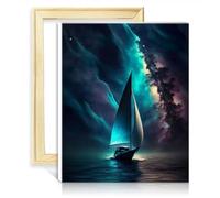 LiHEQING Oil Painting Kit Paint by Number Paintting Space Sailing Boat Galaxy Adults Beginner Kits Home Home Decor Crafts Project No Frame(30x40cm)