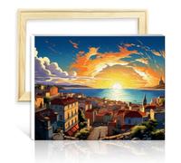 LiHEQING Oil Painting Kits Lisbon Paint by Number Adult Paint by Number Kits Art Paint by Number for Adults DIY Frame(30x40cm)