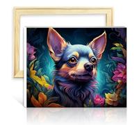 LiHEQING on Canvas Easy to Paint Artwork Chihuahua Dog Canvas DIY Oil Painting Adults Arts Crafts Project for Home NO Frame(50x65cm)