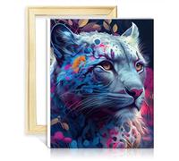 LiHEQING on Canvas Paint by Numbers Snow Leopard Paint by Numbers Adults Beginner Pictures for Home Wall Decor DIY Frame(40x50cm)