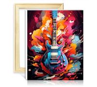LiHEQING On Canvas Painting by Numbers Electric Guitar DIY Paint by Numbers Kits Graffiti Lover Picture No Frame(30x40cm)