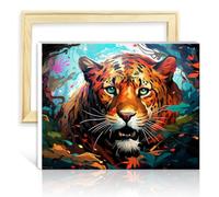 LiHEQING On Canvas Painting by Numbers Jungle Leopard Paint by Number Adults Beginner Picture for Home Decor No Frame(30x40cm)
