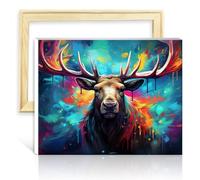 LiHEQING on Canvas Painting Moose Canvas DIY Digital Oil Painting Adults Beginner Project for Home Decor Gifts with Frame(30x40cm)