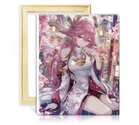 LiHEQING on Canvas Wall Art Paint by Numbers Genshin Impact Yae Miko Canvas Painting Adults Number Painting Wall Art No Frame(30x40cm)