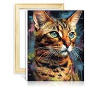 LiHEQING Paint by Number Bengal cat Painting Paint by Numbers Adults Beginner Wall Art Oil Painting by Numbers Kits with Frame(30x40cm)