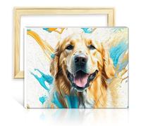 LiHEQING Paint by Number Golden Retriever Painting Adults with Brushes and Acrylic Pigment on Canvas for Home Wall Decor Gifts DIY Frame(30x40cm)