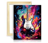 LiHEQING Paint by Numbers Electric Guitar DIY Oil Painting with Brushes and Acrylic Pigment Arts Crafts for Home Decor DIY Frame(30x40cm)