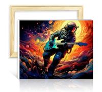 LiHEQING Paint by Numbers Kits Astronaut Playing Guitar DIY Paint by Numbers Number Painting Anti Stress Toys with Frame(40x50cm)