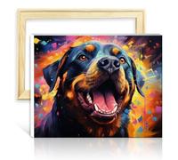 LiHEQING Paint by Numbers Rottweiler Adults Beginner Kit with 3 Brushes & Acrylic Paints, 12x16 inches, Realistic Style, Not Foldable