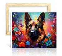 LiHEQING Painting by Number Kits German Shepherd Dog Kids Beginner Oil Painting Kits Art Picture for Home Decor DIY Frame(30x40cm)