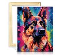 LiHEQING Painting by Numbers Kits German Shepherd Dog Paint by Numbers Kit Adults Number Painting Art DIY Frame(40x50cm)