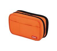 LIHIT LAB. Double Zipper Pen Case, 7.9 x 2.8 x 4.7 inches, Orange (A7555-4)