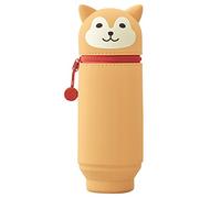 LIHIT LAB Kawaii Japanese Dog Large Stand Up Pencil Case for School Office College, Cute School Supplies, Animal Pen Holder Pencil Pouch Holder Girls, Artist Pencil Case, Shiba Dog (A7714-2)