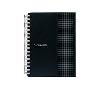 Lihit Lab N1677-24 Open Ring Notebook, Twisted Notebook, A6/A5E, hirakuno, 17 Holes, Black