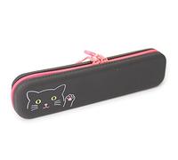 LIHIT LAB PuniLabo Slim Zipper Pen Pouch, 7.9" × 1.9", Black Cat (A7717-3)