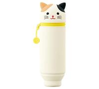 LIHIT LAB. PuniLabo Stand Up Pen Case (Pen Holder), Calico Cat, 2.4inch x 7.8inch (A7712-7),White